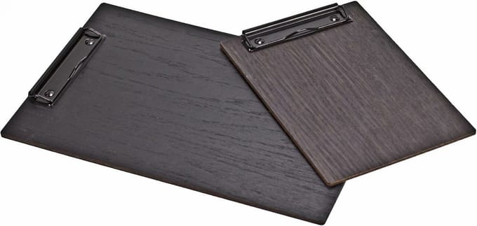 Goodline® - A4 Houten Menu Klembord - type: HFK-Zwart + Zwarte Klem