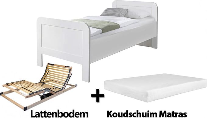 Complete set ledikant Senioren / seniorenbed 90x200cm wit - Koudschuim  HR40