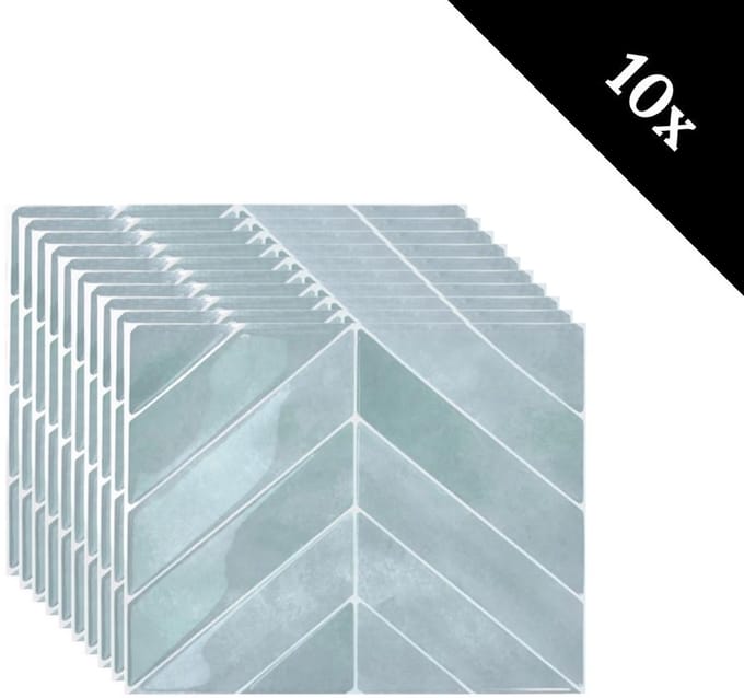 Plaktegels Ice blue chevron 1mm