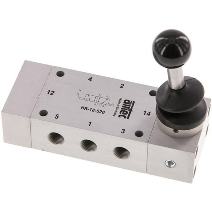 5/2 G1/8''  Handbediend Hefboom Ventiel Detent 0-12bar/0-168psi Airtec