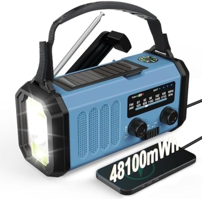 Draagbare Noodradio met Handzwengel en Zonne-energie - Multifunctioneel Overlevingsapparaat-Geel