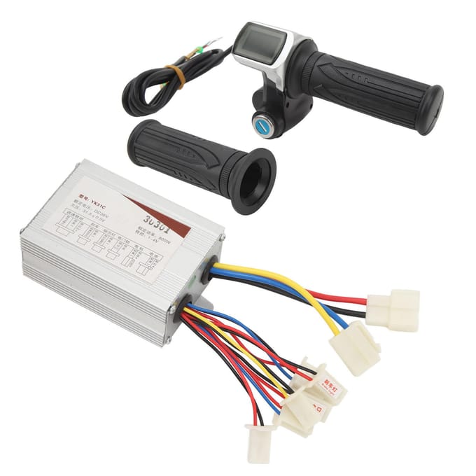 36V 800W Elektrische Fiets Ombouwset Motor Controller Gashandvat met Vierkant Scherm Sleutelslot gray