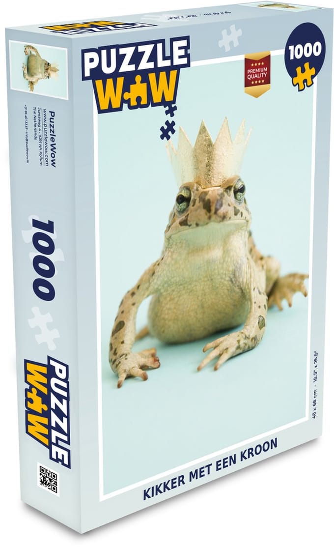 Puzzel Kikker met een kroon - Legpuzzel - Puzzel 1000 stukjes volwassenen