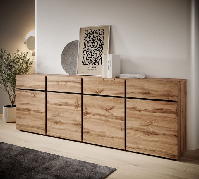 Meubella - Dressoir Cainan - Eiken - 225 cm