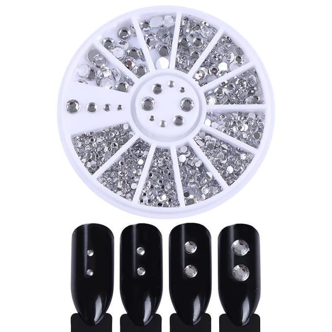 1 doos ronde strass steentjes voor acryl UV gel nail art #8 wit