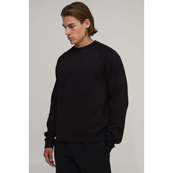 Essential Regular Fit Raglan Sleeve Sweater | Black | Size Medium