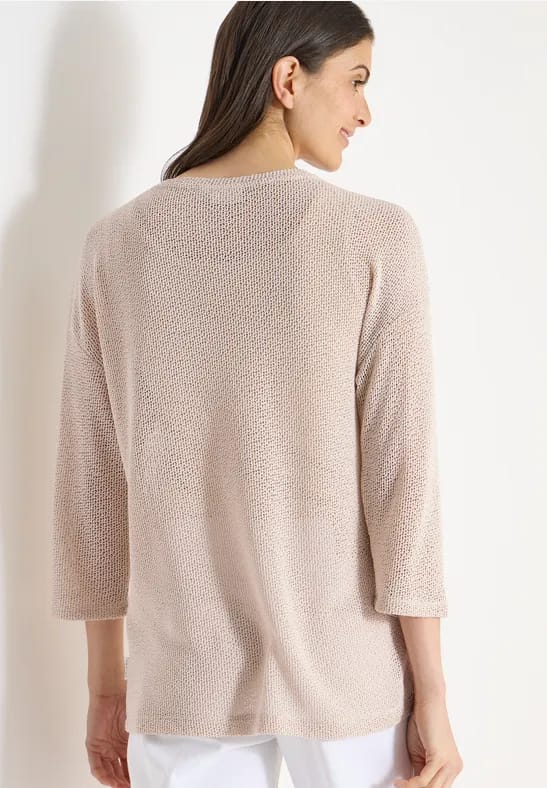 Shirt met 3/4 mouwen in ajourlook