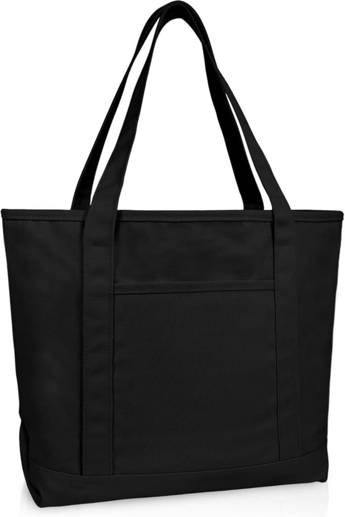 Grote en stevige dames draagtas 58cm katoenen canvas tas met rits