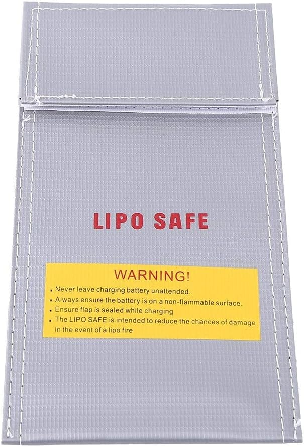 RC Battery Safety Bag – Fireproof and Explosion-Proof Lipo Charging Sack – Protective Storage Pouch 100x200mm gris