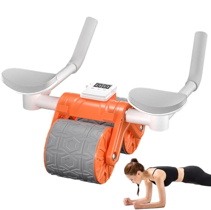 Buikspierroller - Core Trainer - Buikspieren Trainen - Automatische Terugslag - 31cm Lengte - Oranje
