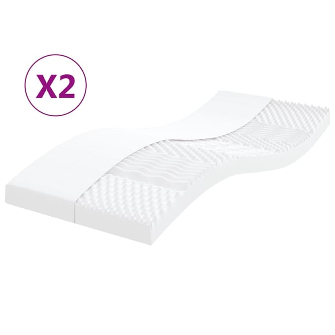 vidaXL - Schuimmatrassen - 2 - st - 7 - zones - hardheid - 20 - ILD - 100x200 - cm - wit