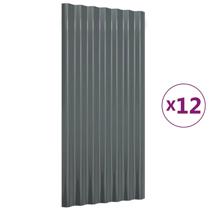 vidaXL - Dakpanelen - 12 - st - 80x36 - cm - gegalvaniseerd - staal - antracietkleurig