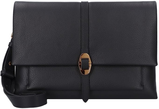 COCCINELLE Leren Schoudertas Dorian Handbag Grained Leather Noir Zwart