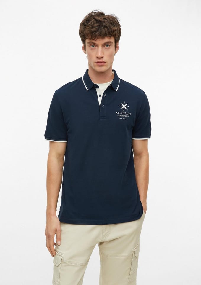 Polo van gestructureerde katoenen pique met print aan de voorkant s.Oliver