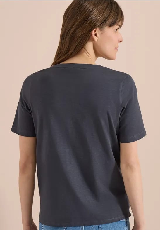 Shirt met korte mouwen en gespleten hals