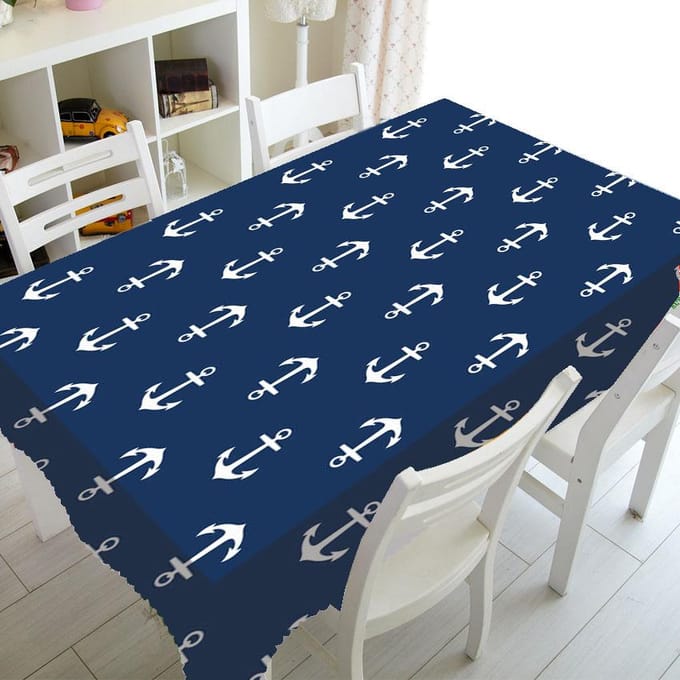Blauwe En Witte Strepen Luxe Keuken Bruiloftsdecoratie Salontafel Tafelkleed Waterdicht Tafelkleed Nappe De Table 90-140cm