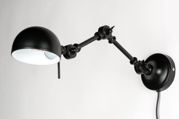 Lumidora Wandlamp 72273 - Voor binnen - DIEGO - E14 - Zwart - Metaal