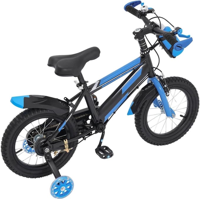 Kinderfiets - Loopfiets - Leren Fietsen - Met Steunwielen - 14 Inch - Zwart