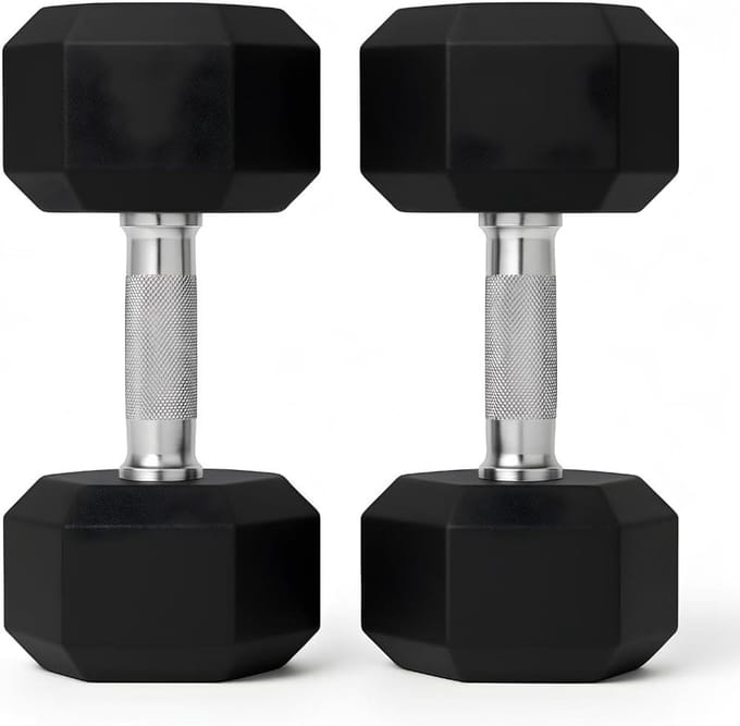 Hex Dumbbell Set - Krachtgewicht Paar - Thuis Krachttraining - Rubberen Coating - Tot 60 kg - Zwart