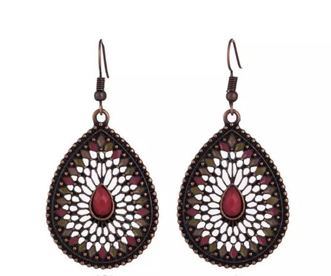 Jomide Oorhangers Vintage Dangle Red/Pink - 3