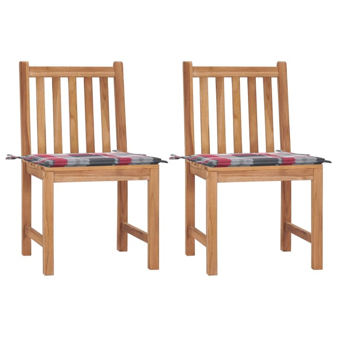 vidaXL - Tuinstoelen - 2 - st - met - kussens - massief - teakhout