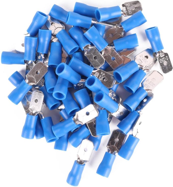 Benson Kabelschoen set - man plat - 2.5 naar 6.3 mm - blauw - 50 stuks