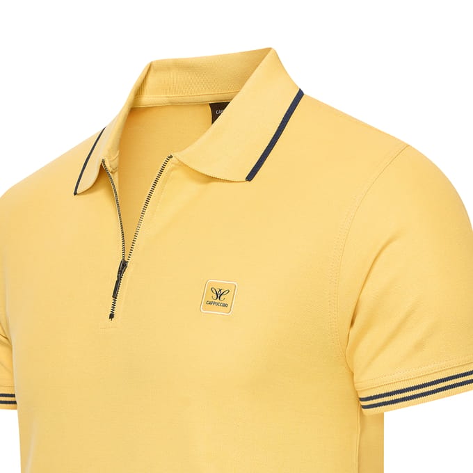 Cappuccino Italia - Heren Polo SS Torino Zip - Geel - Maat M