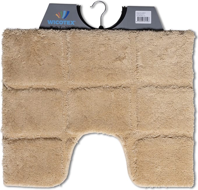 Wicotex - Toiletmat ruit Taupe - Antislip onderkant - WC mat met uitsparing - Afmeting 50x60cm