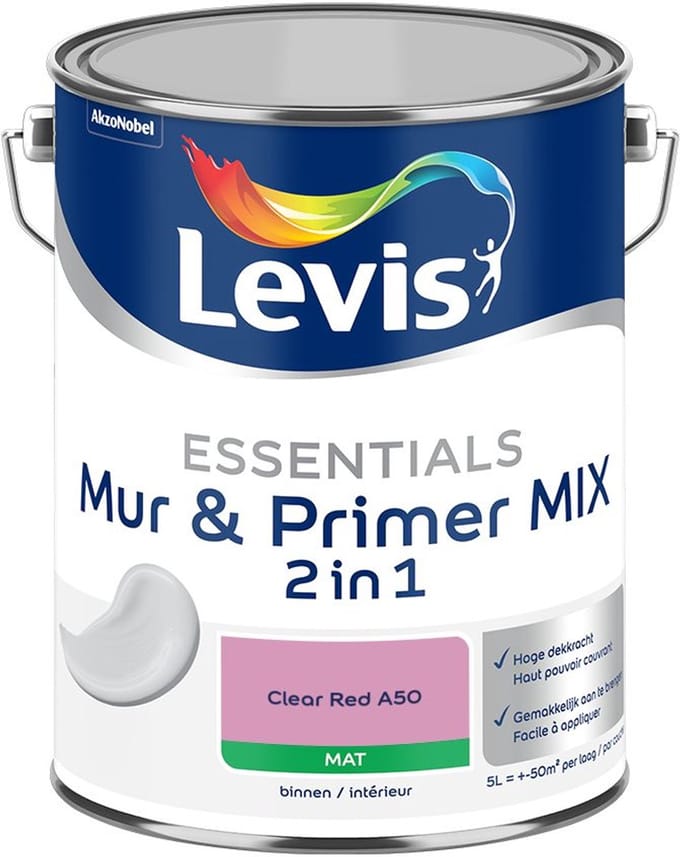 Levis - Essentials Mur & Primer Mix - Clear Red A50 - Mengverf - 5 L