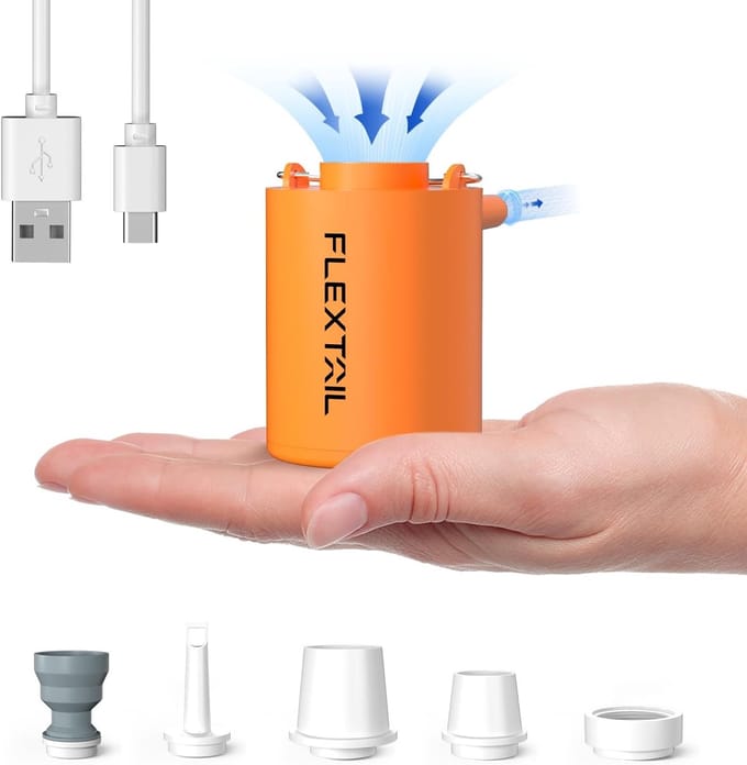 Elektrische Luchtpomp - Mini Pomp - Kamperen en Reizen - Oplaadbaar en Draagbaar - 4 cm - Oranje