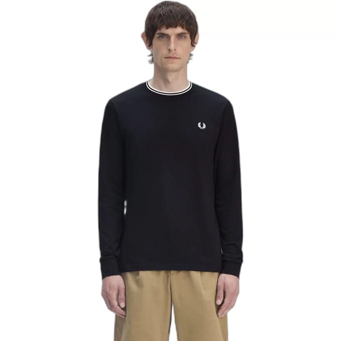 T-shirt met lange mouwen dubbele bies Fred Perry
