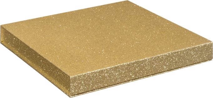Luxe geschenkdoos GOUD GLITTER, cadeaudoos, formaat 25x25x2,5cm (1 stuk)