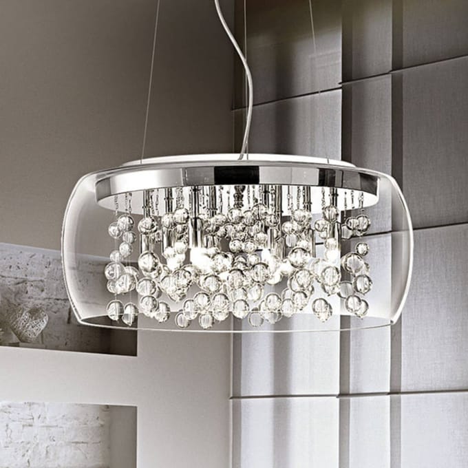 IDEAL LUX Hanglamp Audi van transparante glas, Ø 50 cm