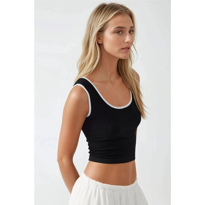Aangesloten Crew Neck Contrast Tanktop
