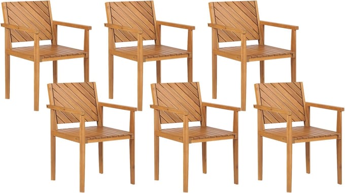 BARATTI - Tuinstoelen set van 6 - Lichtbruin - Acaciahout