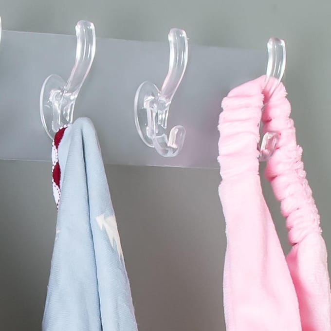 Wandgemonteerde Kapstok PVC Sterk Stabiel Multifunctioneel Eenvoudige Wandhanger met 3 Haken voor