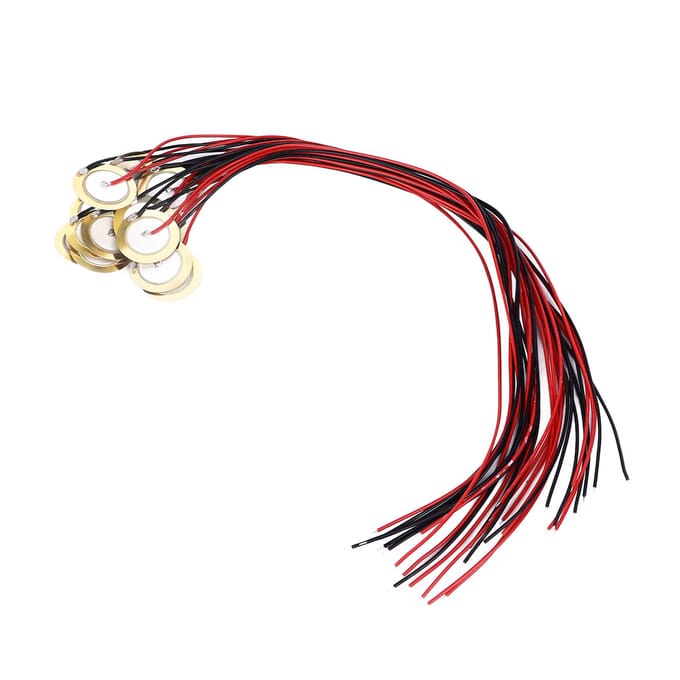 15 stuks 20 mm piëzo-schijven transducer contactmicrofoon trigger geluidssensor met 9,8 inch draden voor black