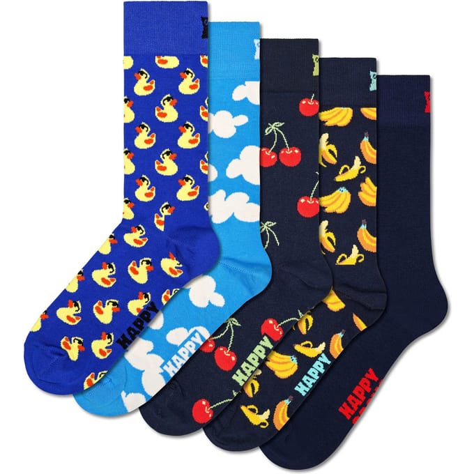 Happy Socks Classic Rubber Ducks Socks (5-pack) - unisex sokken - blauw - Unisex - Maat: 36 - 40