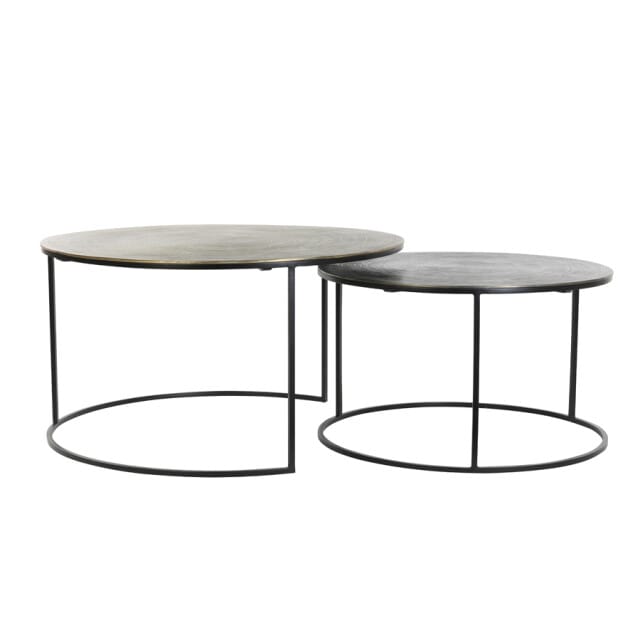 Light & Living Salontafel Primo - Brons/Zwart - Ø61+Ø76cm - Modern