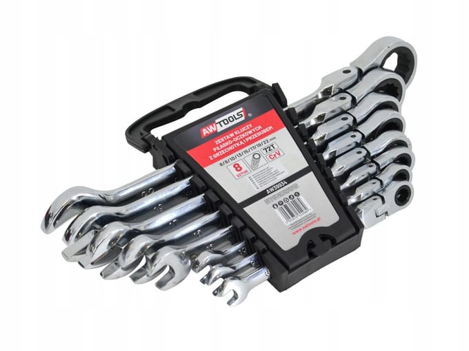 Awtools Klucenset - Verstelbare Ratelsleutels - 8-delige Set - CrV Staal - 8-22mm