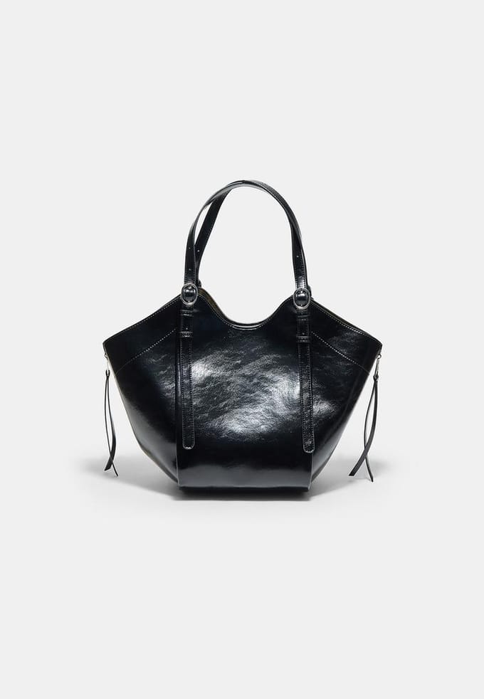 Stradivarius Shopper-schoudertas met gespen  Zwart OS