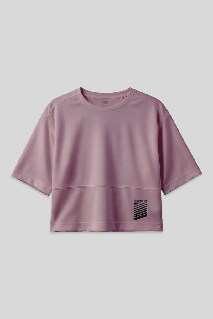 Oversized Polyester T-shirt met ronde hals en zak
