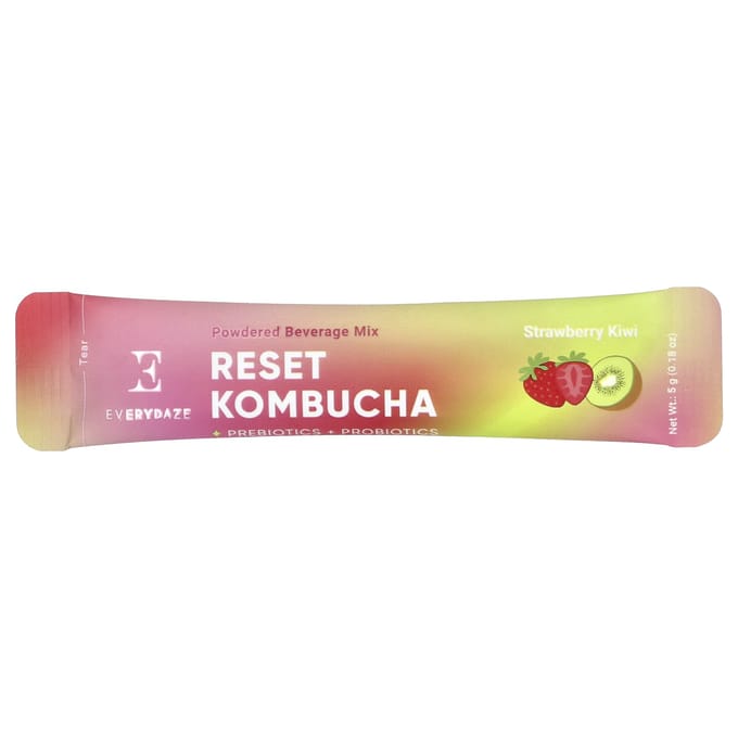 Reset Kombucha, Poederdrankmix, Aardbei Kiwi, 10 Zakjes, 5G (0,18 oz) Elk multi