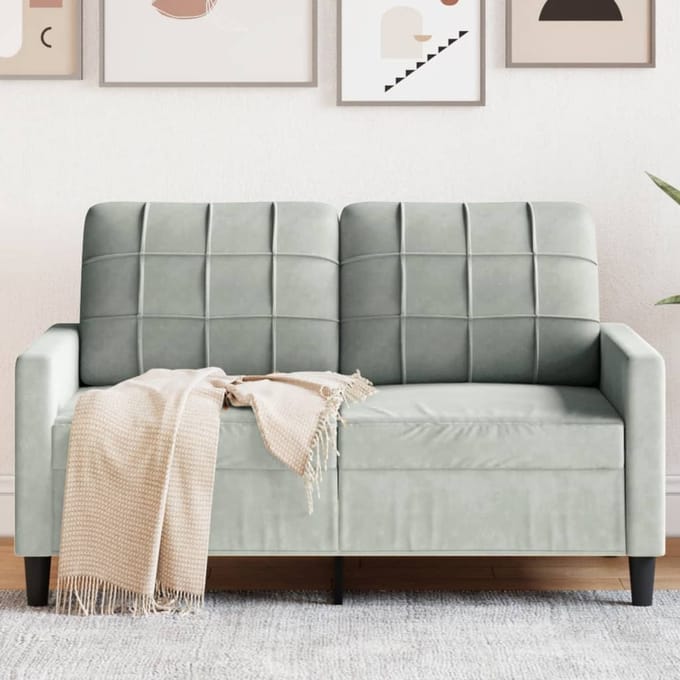 Vidaxl Bank 2-Persoons, Lichtgrijs, 120 Cm, Bekleed met Fluweel