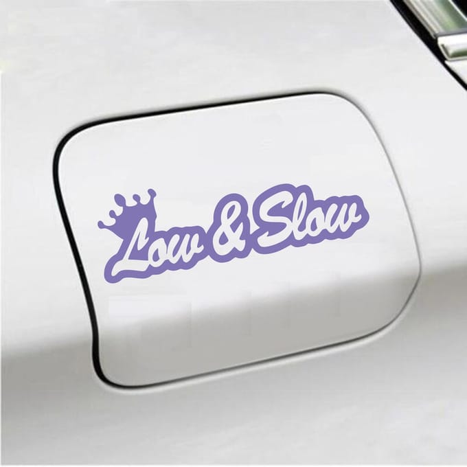 Bumpersticker - Low & Slow - 4,8 X 14,8 - Paars