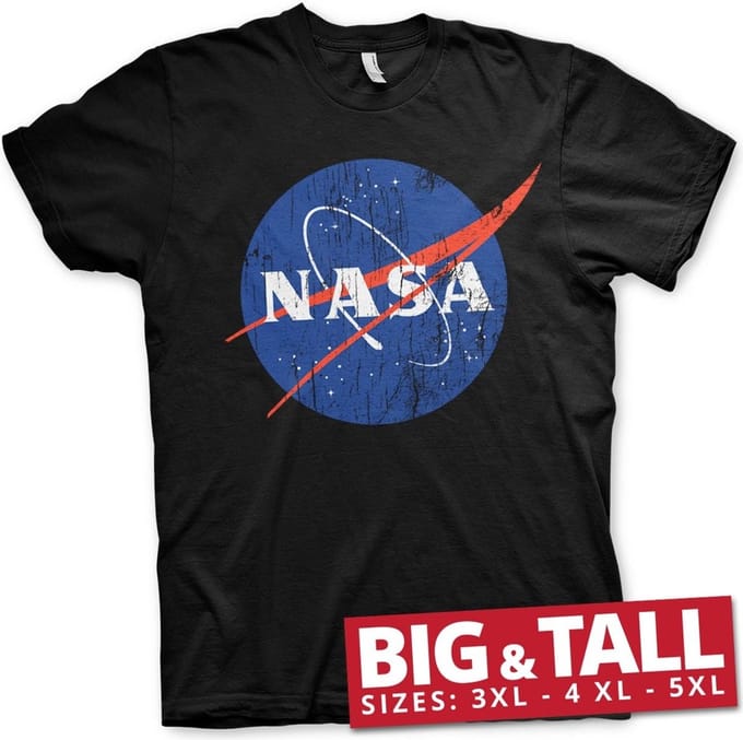 NASA Washed Insignia Big & Tall T-shirt Zwart