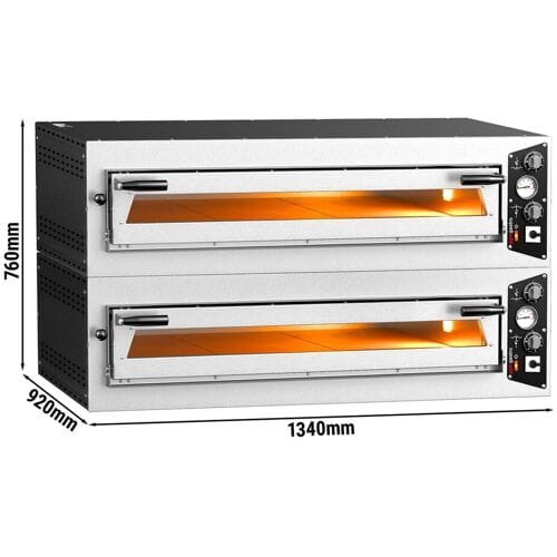 GGM Gastro (2 stuks) Elektrische pizzaoven (chamotte bakvloer) - 1340x920x760mm - 1 kamer - 1x6 pizza’s Ø35cm - tot 450°C - Handmatig - Stapelbaar