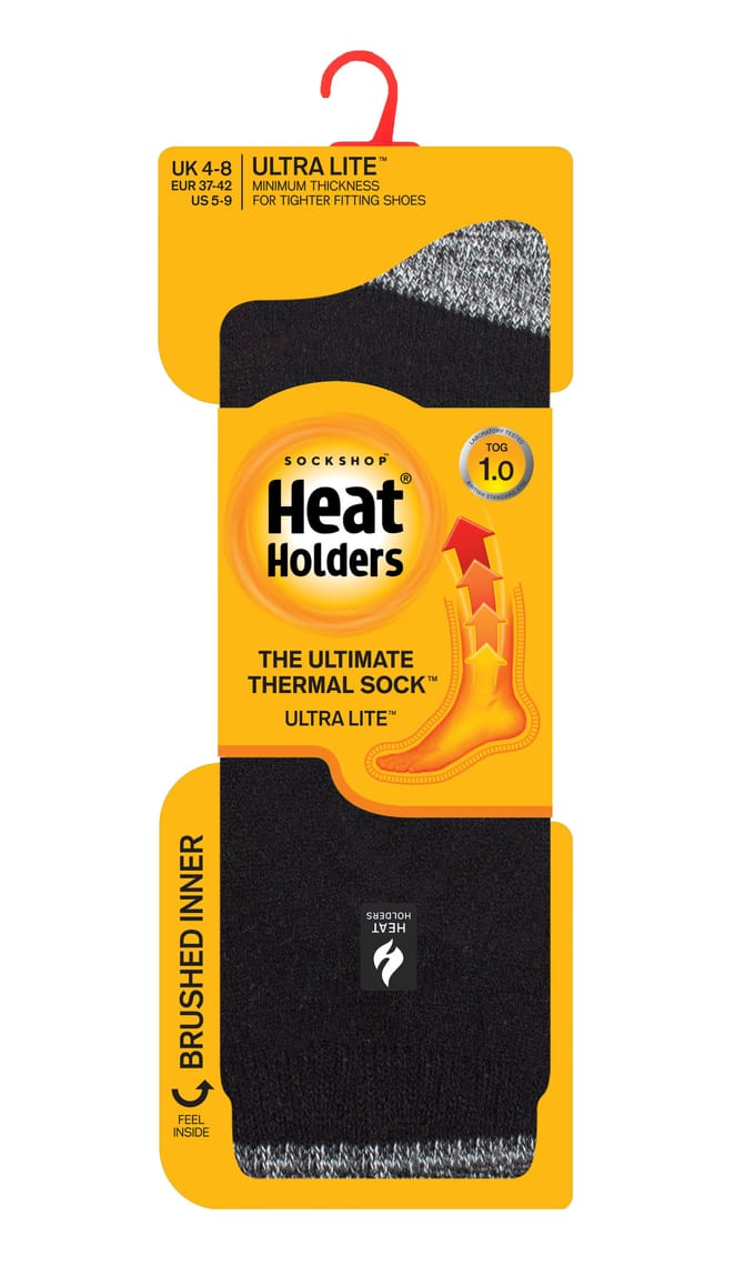 Heat Holders Dames Ultra Lite thermo geklede sokken - Zwart / Wit (Oia)