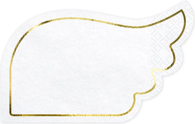 PartyDeco - Vleugel servetten - Servetten - Wit; Goud - Papier - 20 stuk(s)