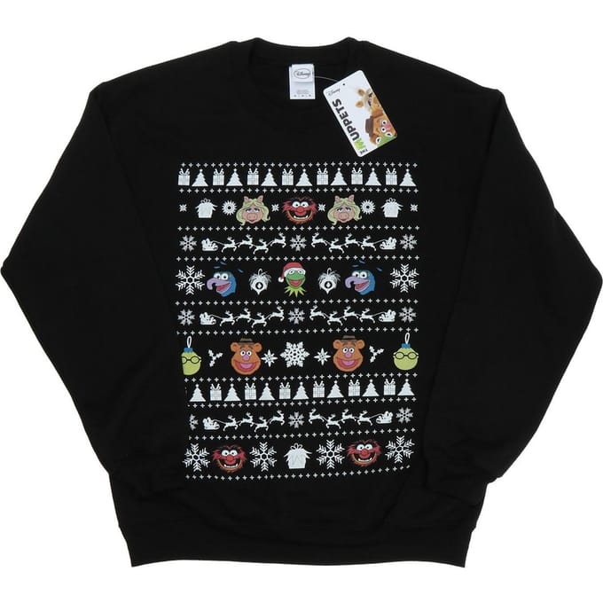 Disney Heren The Muppets Kerstmis Hoofden Sweatshirt (Zwart)